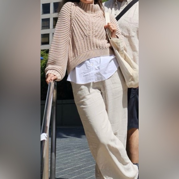 Beautiful Free People Tan Cable Knit Sweater - Picture 2 of 4